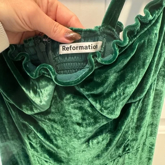 Reformation Antoinette velvet dress green - Picture 5 of 6